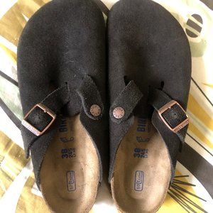 BIRKENSTOCKS Boston Clog Mules Mocha Brown Bohemian Style Size 38, W7  M5